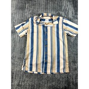 Craft+Flow Shirt Boys Large 14 Multicolor Striped Casual Summer Camp Collar